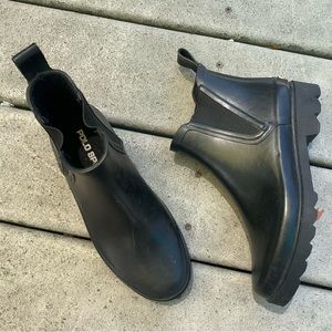 Ralph Lauren Polo Black Chelsea Boots | Waterproof Rain Boots, 6